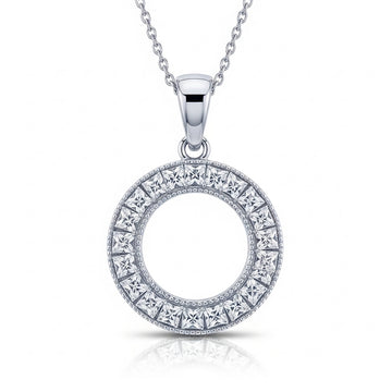 Princess Cut Moissanite Pendant Circle Shaped