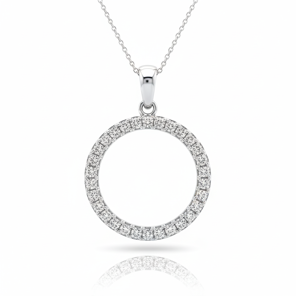 Princess Cut Moissanite Pendant Contemporary Circle Shaped