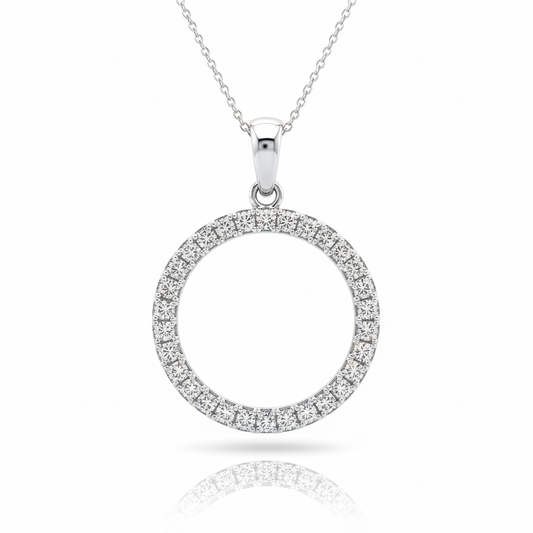 Princess Cut Moissanite Pendant Contemporary Circle Shaped