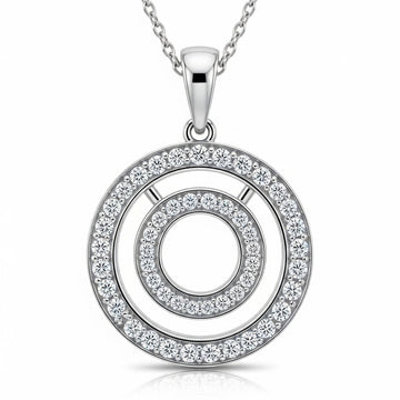 Princess Cut Moissanite Pendant Double Circle Shaped