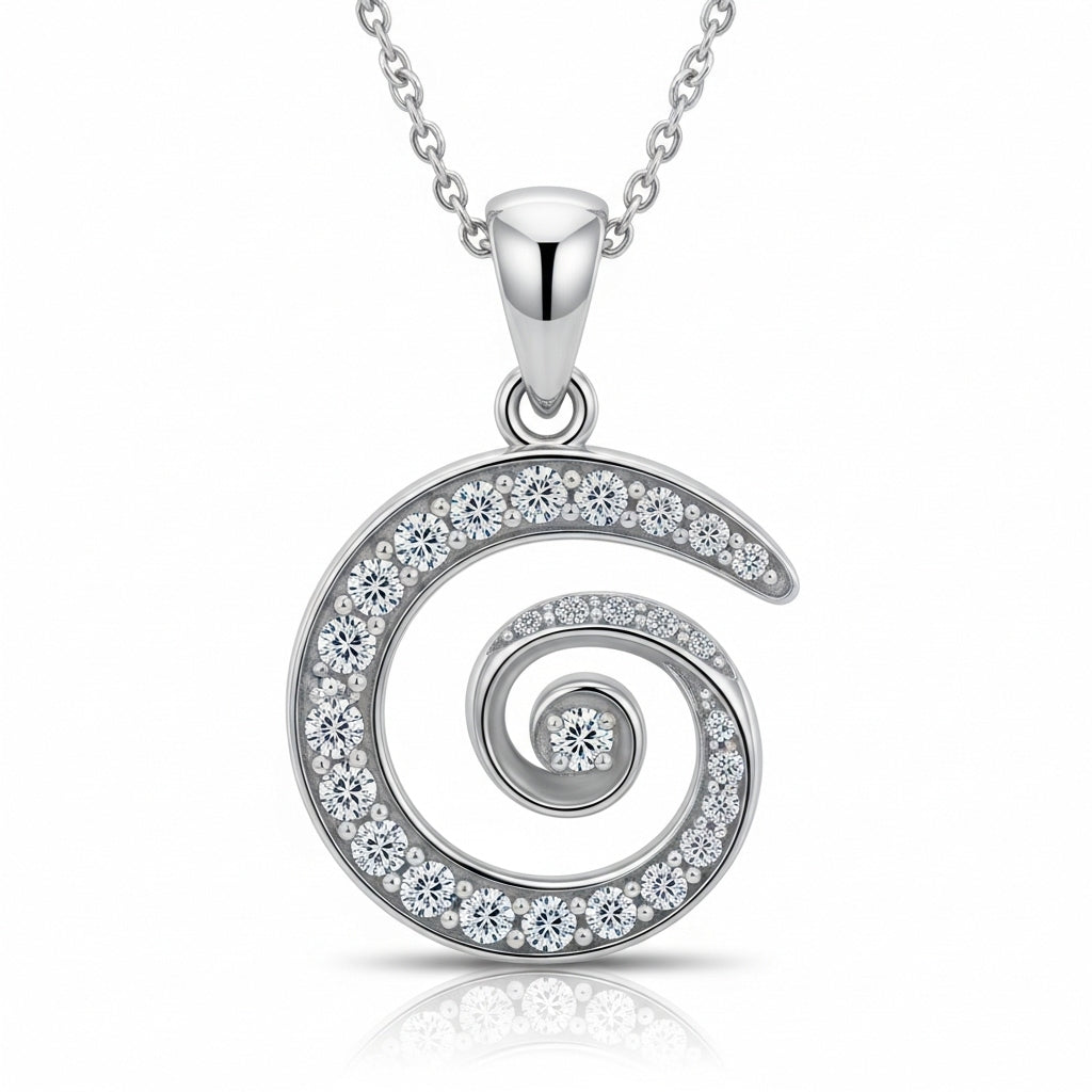 Princess Cut Spiral Shaped Moissanite Pendant