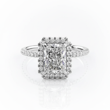 Radiant Cut Classic Halo Moissanite Engagement Ring
