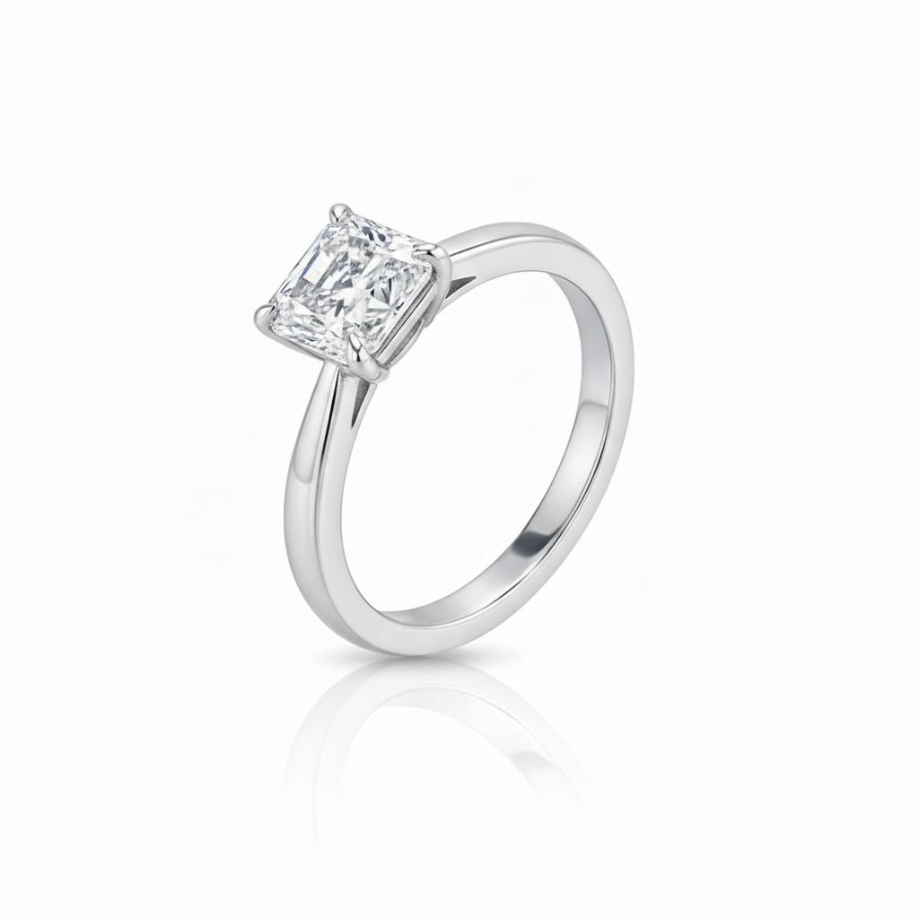 Radiant Cut Classic Style, Moissanite Engagement Ring
