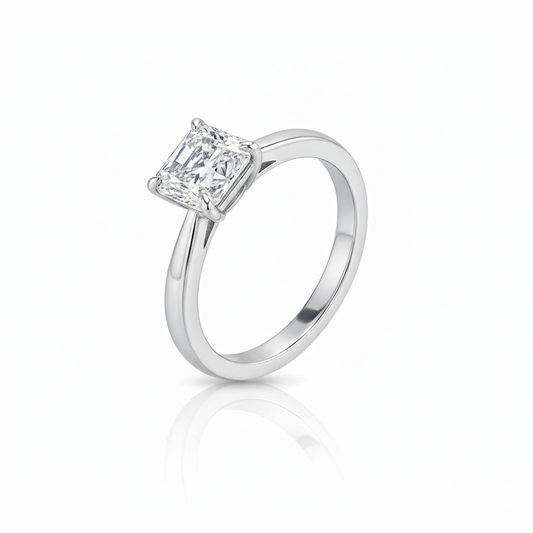 Radiant Cut Classic Style, Moissanite Engagement Ring
