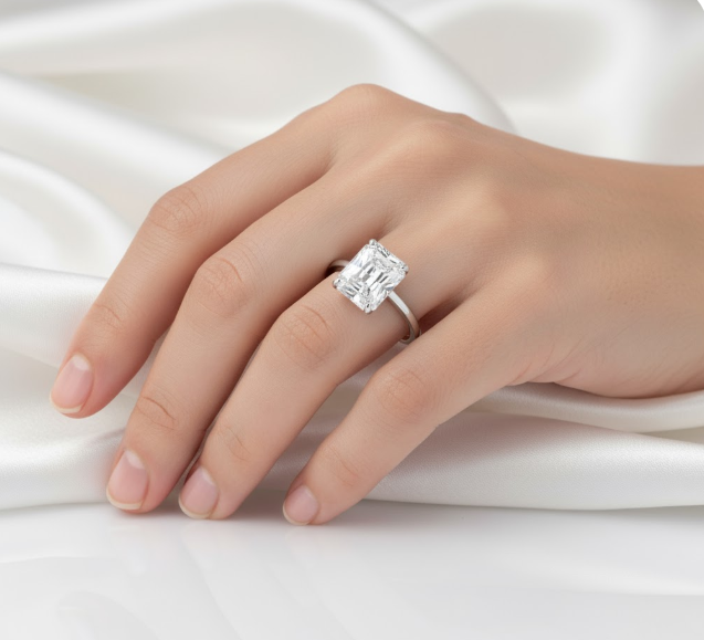 Radiant Cut Classic Style, Moissanite Engagement Ring