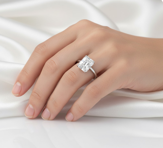 Radiant Cut Classic Style, Moissanite Engagement Ring