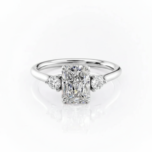 Radiant Cut Moissanite Engagement 3 Stone Ring