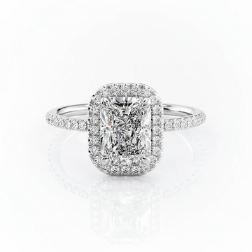 Radiant Cut Moissanite Engagement Ring, Classic Halo