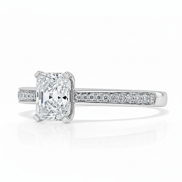 Radiant Cut Moissanite Engagement Ring, Classic Style