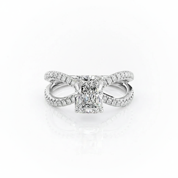 Radiant Cut Moissanite Engagement Ring Criss-Cross Design