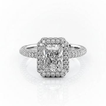Radiant Cut Moissanite Engagement Ring Full Set