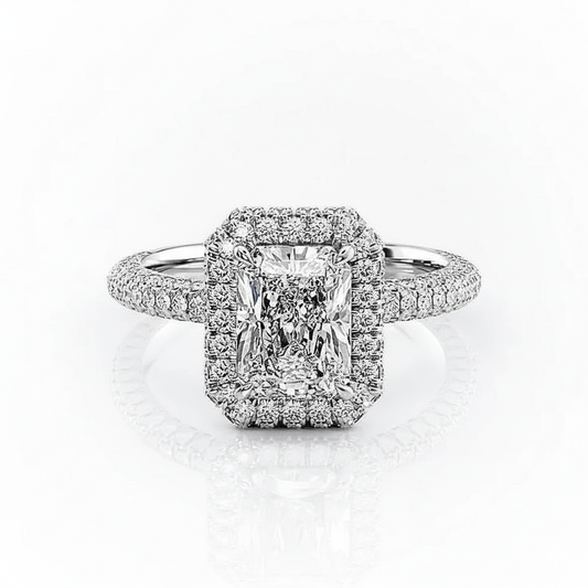 Radiant Cut Moissanite Engagement Ring Full Set