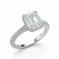 Radiant Cut Moissanite Engagement Ring, Hidden Halo