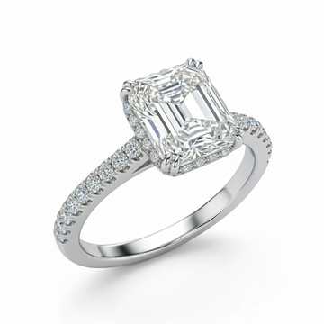 Radiant Cut Moissanite Engagement Ring, Hidden Halo