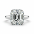 Radiant Cut Moissanite Engagement Ring, Hidden Halo Design