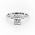 Radiant Cut Moissanite Engagement Ring, Pave Set Shoulders