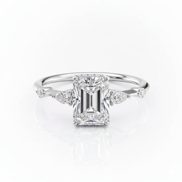 Radiant Cut Moissanite Engagement Ring Shoulder Set With Hidden Halo