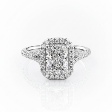 Radiant Cut Moissanite Engagement Ring, Split Shank
