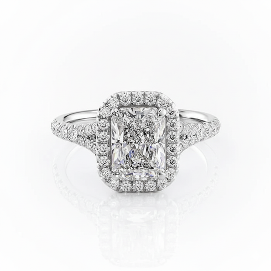 Radiant Cut Moissanite Engagement Ring, Split Shank