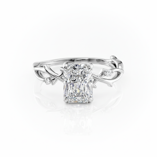 Radiant Cut Moissanite Engagement Ring, Twig Design