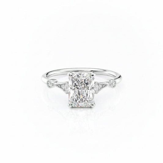 Radiant Cut Moissanite Engagement Ring Vintage Design