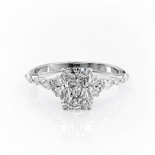 Radiant Cut Moissanite Engagement Shoulder Set Ring Vintage Design