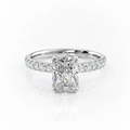 Radiant Cut Moissanite Engagement Shoulder Set Ring With Block Halo