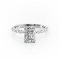 Radiant Cut Moissanite Engagement Shoulder Set Ring With Hidden Halo