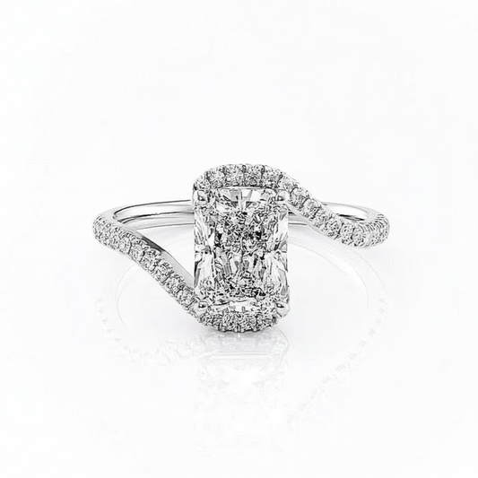 Radiant Cut Moissanite Engagement Twist Ring