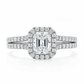 Radiant Cut Moissanite Halo Engagement Ring, Classic Style