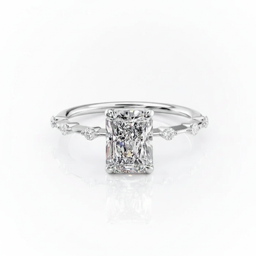 Radiant Cut Moissanite Ring, Delicate Vintage Style