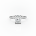 Radiant Cut Moissanite Shoulder Engagement Ring Set With Hidden Halo