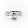 Radiant Cut Moissanite Stone Engagement Set Shoulders Ring With Hidden Halo