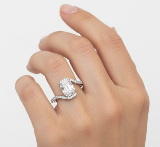 Radiant Cut Moissanite Engagement Twist Ring