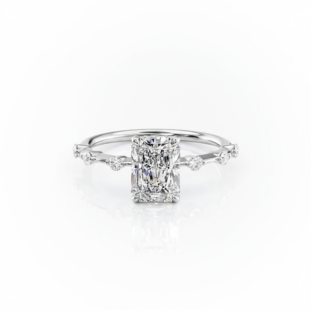 Radiant Cut Moissanite With Stone Set Shoulders