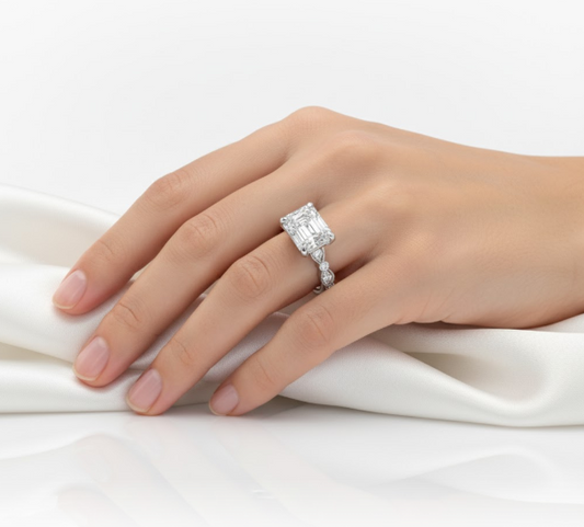 Radiant Cut Vintage Design, Moissanite Engagement Ring