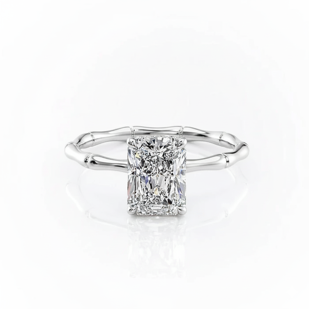 Radiant Cut With Hidden Halo Moissanite Engagement Ring