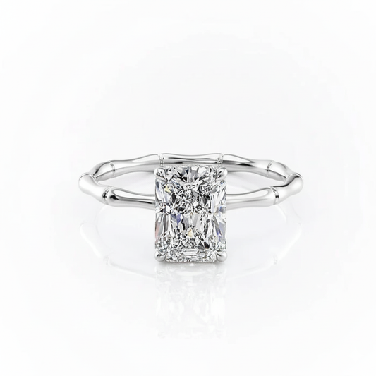 Radiant Cut With Hidden Halo Moissanite Engagement Ring