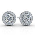 Round Cut Moissanite Earring Halo Style 4 Prong Setting
