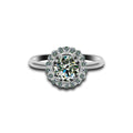 Round Cut Moissanite Engagement Ring with Classic Halo Setting