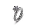 Round Cut Moissanite Engagement Ring with Full Eternity Band
