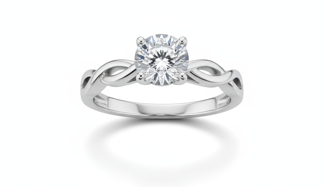 Round Cut Full Eternity Moissanite Wedding Ring, Migrain Edge