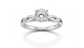 Round Cut Full Eternity Moissanite Wedding Ring, Migrain Edge
