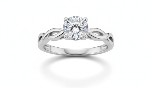 Round Cut Full Eternity Moissanite Wedding Ring, Migrain Edge