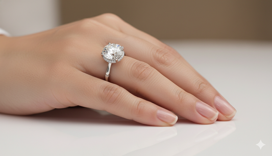 Round Cut Moissanite Engagement Ring With Hidden Halo