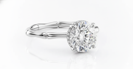 Round Cut Moissanite Engagement Ring With Hidden Halo