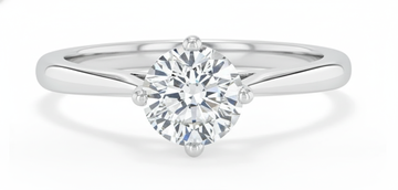 Round Cut Moissanite Engagement Ring, Classic Band Design Style