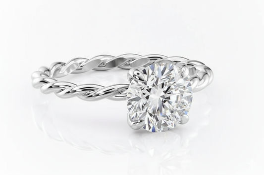 Round Cut Moissanite Engagement Ring, Classic Design Style