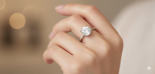 Round Cut Moissanite Engagement Ring, Classic Design Style