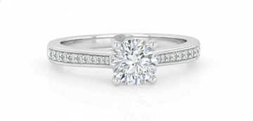 Round Cut Moissanite Engagement Ring, Classic Halo Ring Design Style